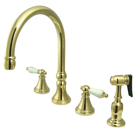 Kingston Brass Widespread Kitchen Faucet, Polished Brass KS2792PLBS